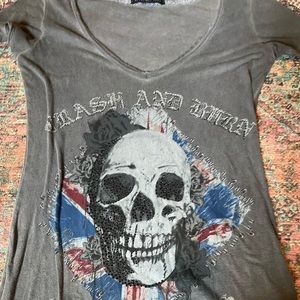 Crash and Burn rhinestone T-shirt  ☠️